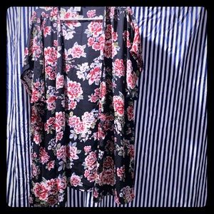 Beautiful black floral light weight “cardigan”